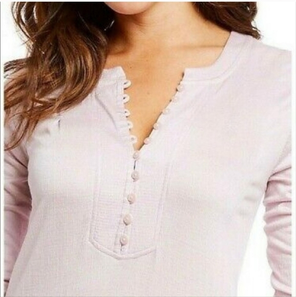 Free People Your Girl Flounce Hem Henley Dusty Lavender Dress or Top Size M - Picture 4 of 8